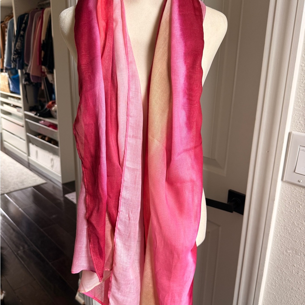 MarlaWynne Vibrant Pink and Tan Scarf New - Picture 5 of 6
